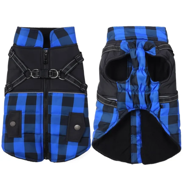 Plaid Dog Jacket with Harness